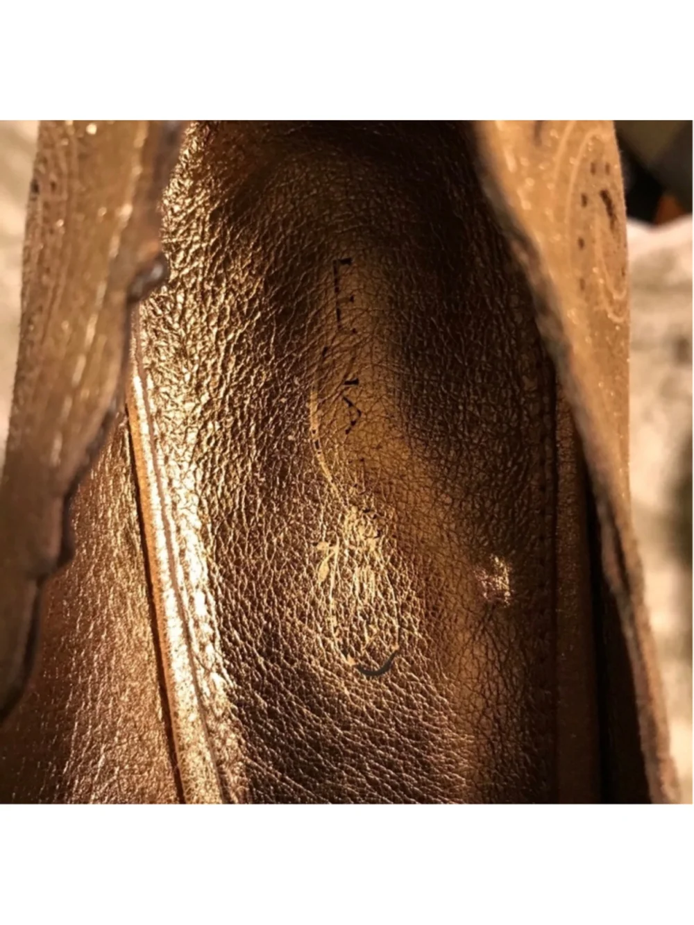 Luna Rosa Gold Metallic Laser Cut Pointed Toe Wedge Size 10 Boho Comfort